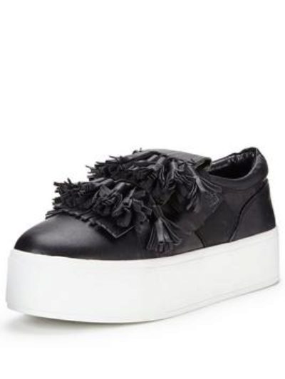 Lost Ink Tarissa Multi Tassel Wedge Slip On - Black Lost Ink Tarissa Multi Tassel Wedge Slip On - Black